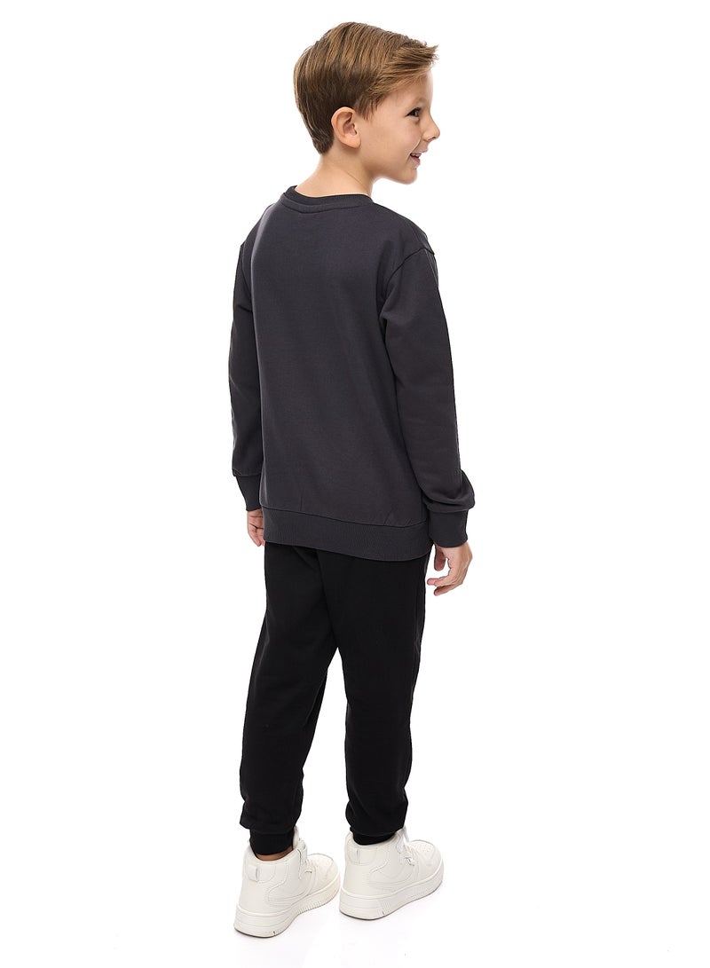 Boys' 2-Piece Sweatshirt and Jogger Set (2 -8 yrs) Dark Grey -Black