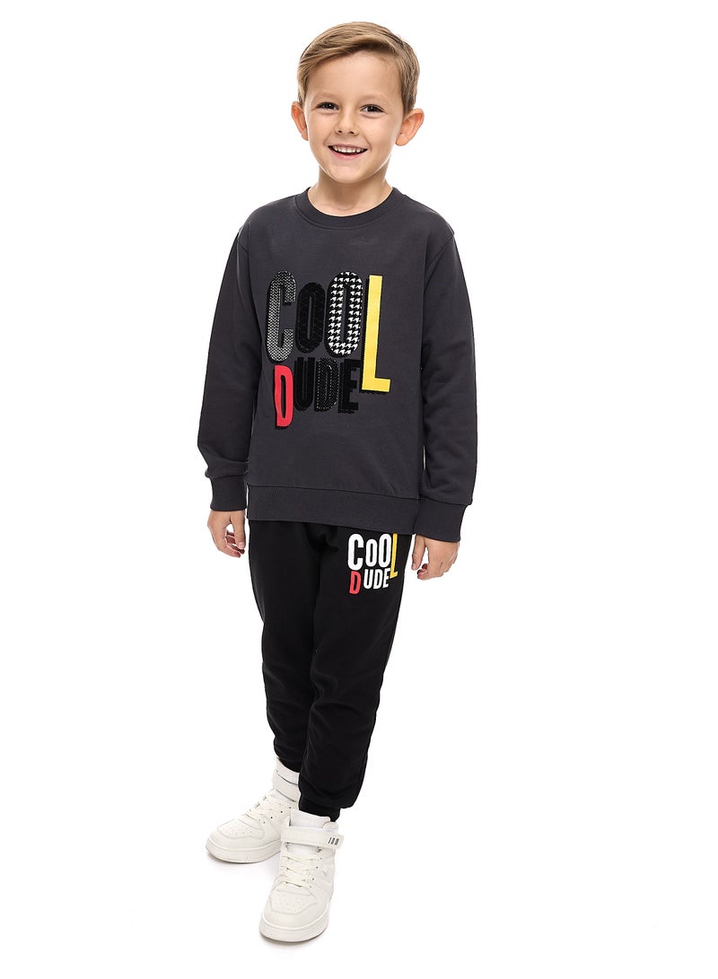 Boys' 2-Piece Sweatshirt and Jogger Set (2 -8 yrs) Dark Grey -Black