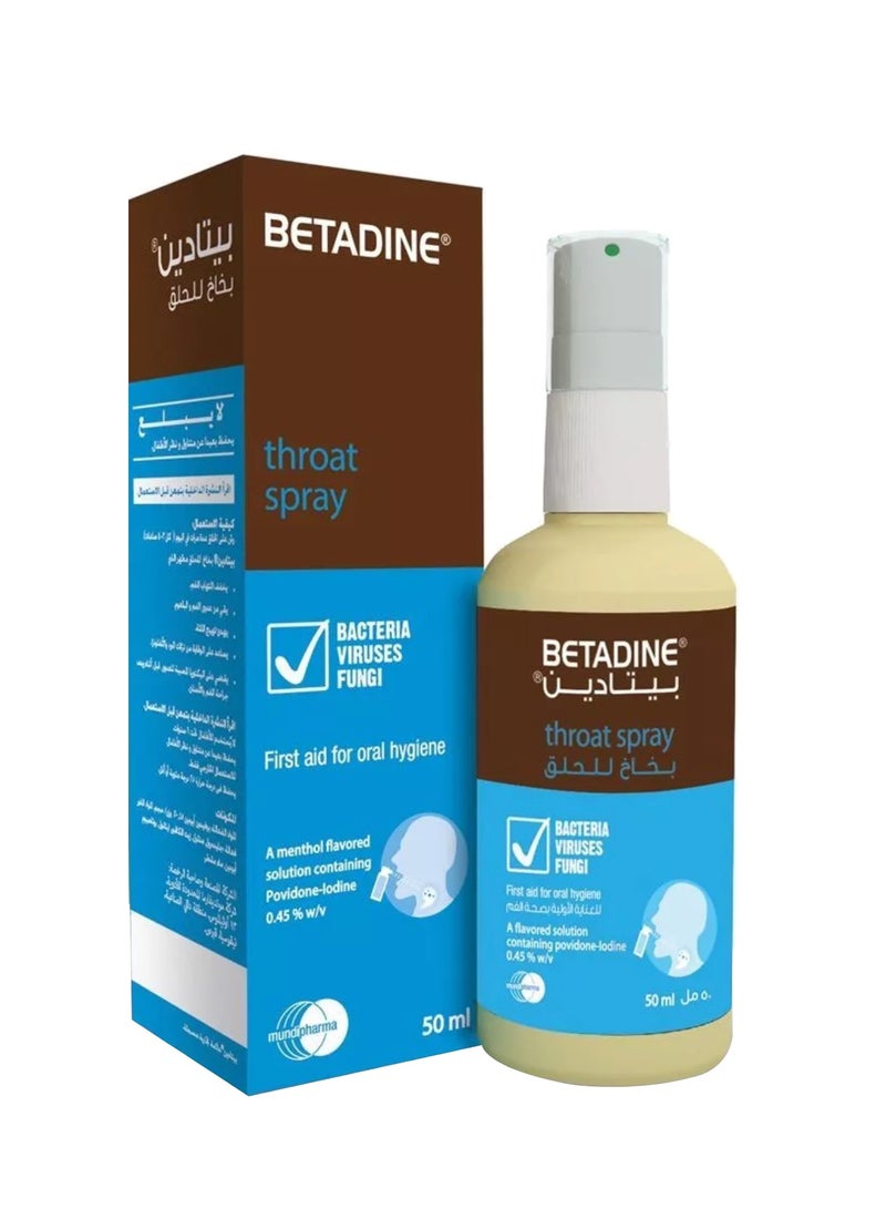 Betadine 0.45% Throat Spray Solution Menthol Flavor