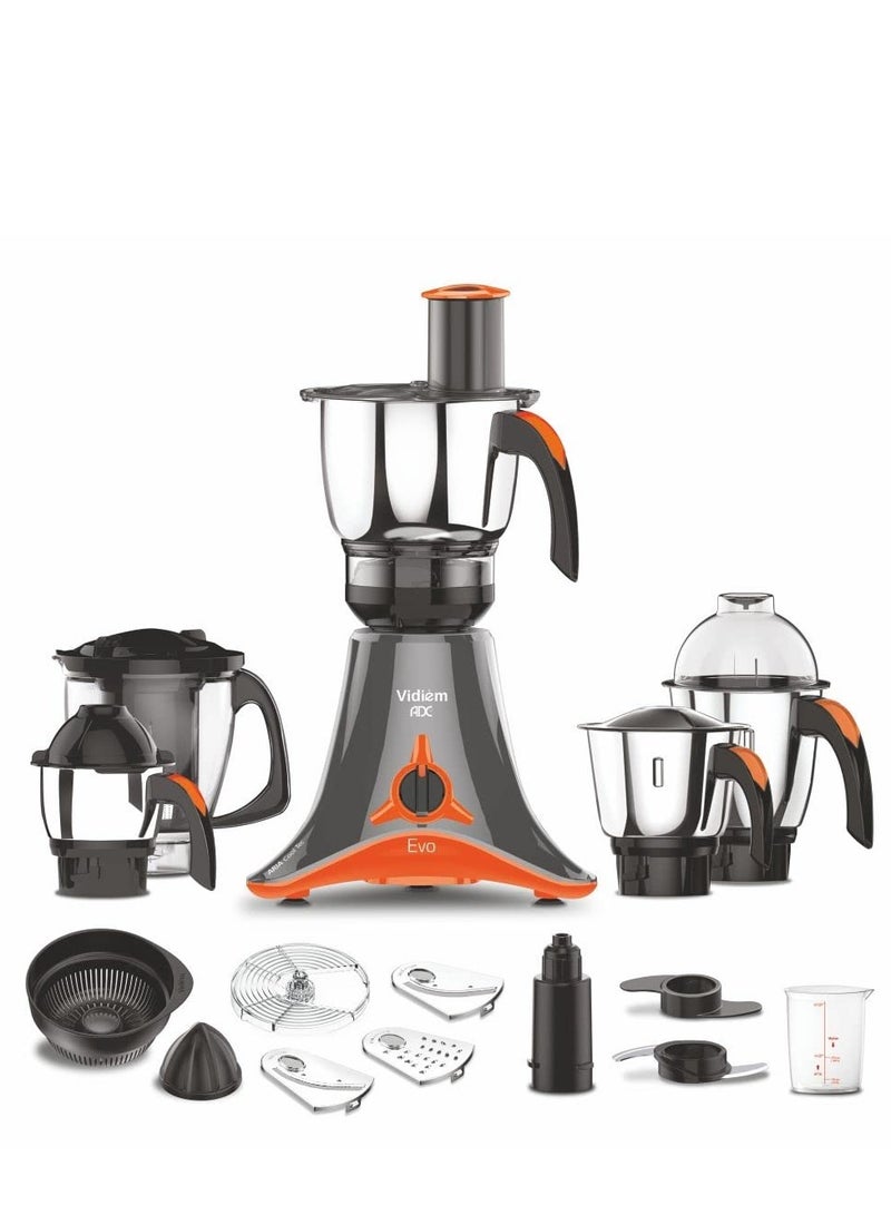 Vidiem EVO ADC mixer grinder 612 A, mixer grinder 750 watt with five Jars in-1 juicer mixer grinder, five leakproof jars with self-lock,for wet and dry spices,chutneys and curries