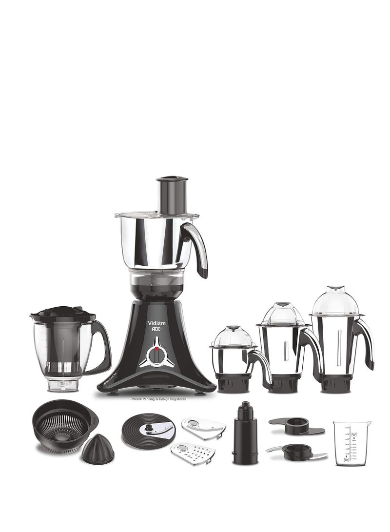 Vidiem Vstar ADC Mixer Grinder 579A | Mixer grinder 750 watt with 5 Jar in-1 Juicer Mixer Grinder | 5 Leakproof Jars with self-lock,for Wet and Dry Spices,Chutneys and Curries |Black