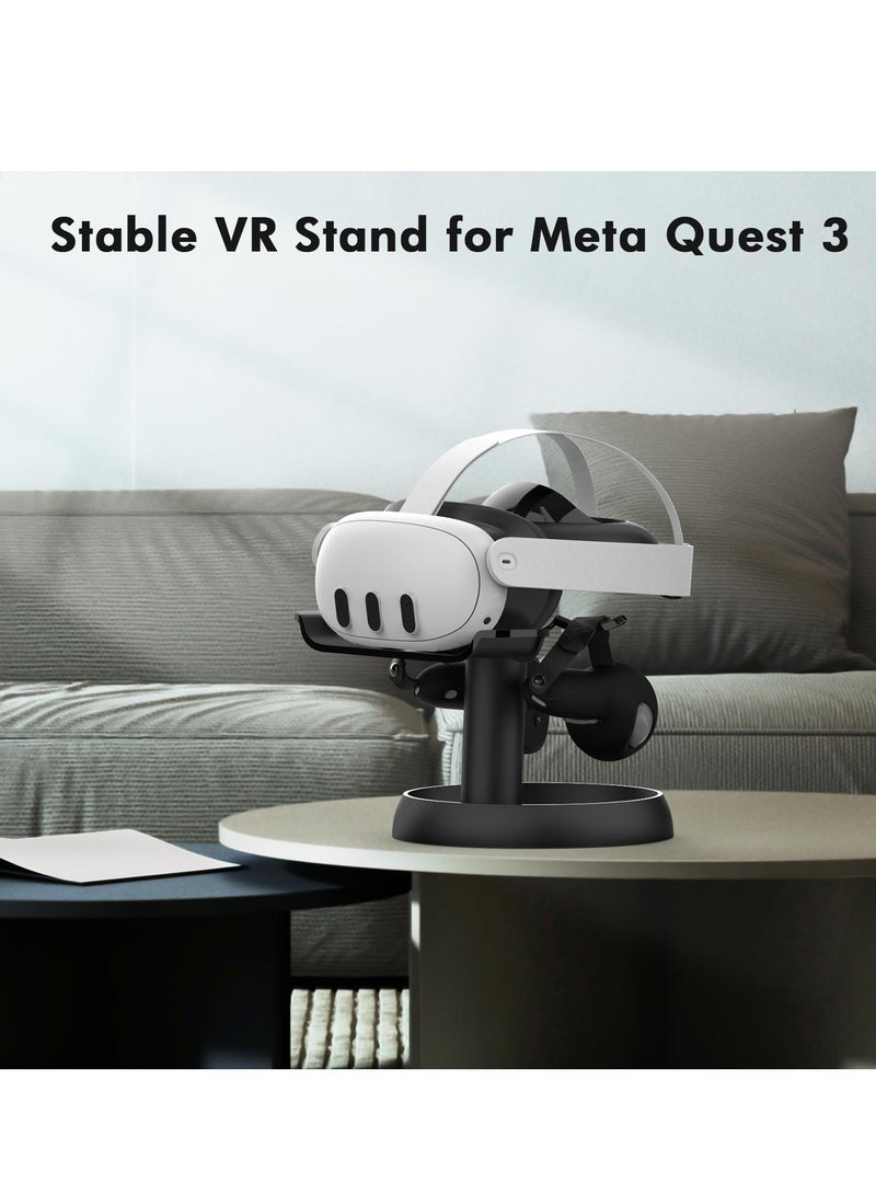 VR Stand Holder Compatible with Meta Quest 3/Oculus Quest 2/Pico 4/Vision Pro - Universal Headset Vertical Display Dock Station, Stable Bracket with Storage Round Base