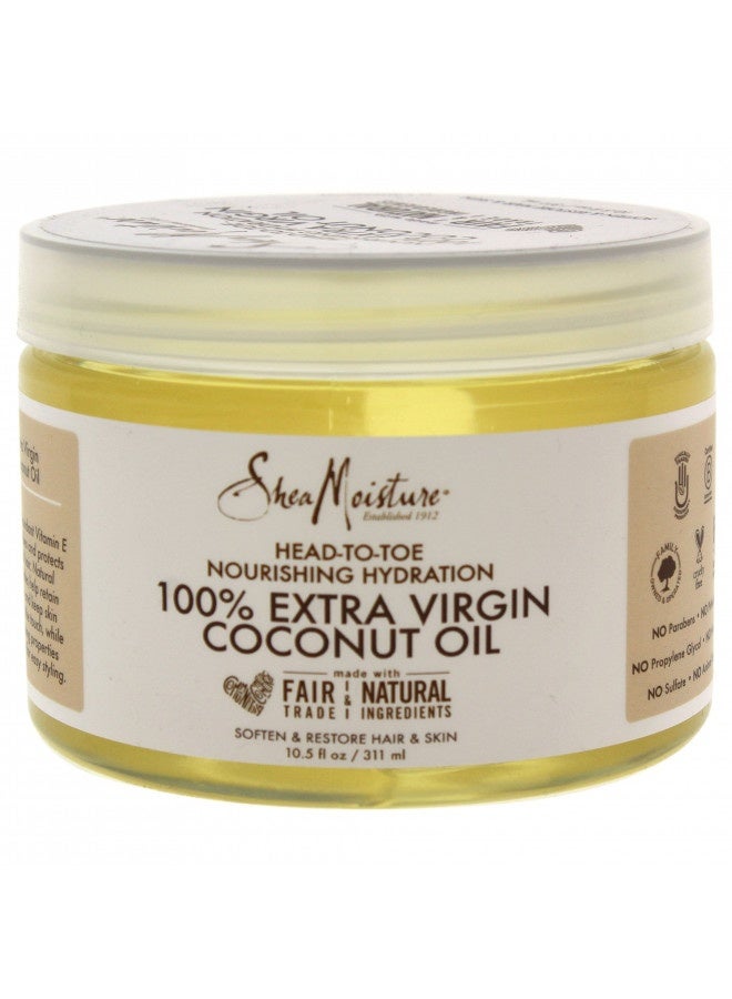 Shea Moisture 100% Extra Virgin Coconut Oil Head-To-Toe Nourishing Hydration For Unisex, 10.5 Ounce