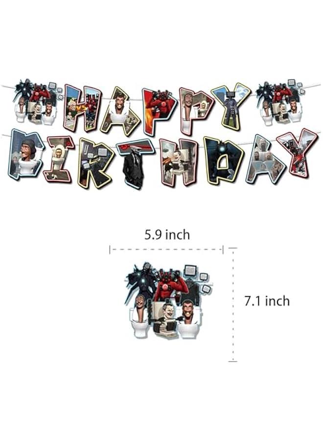 Skibidi Toilet Birthday Party Decorations,Skibidi Toilet Birthday Banner,Toilet Cake Topper Cupcake Toppers Balloon for Boys and Girls