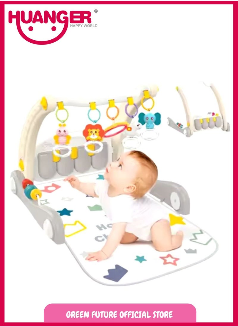 Interactive Baby Play Gym with Hanging Toys, Soft Musical Mat for Early Learning, Sensory Development, Motor Skills, and Fun Activity for Newborns and Toddlers Safe & Durable Design