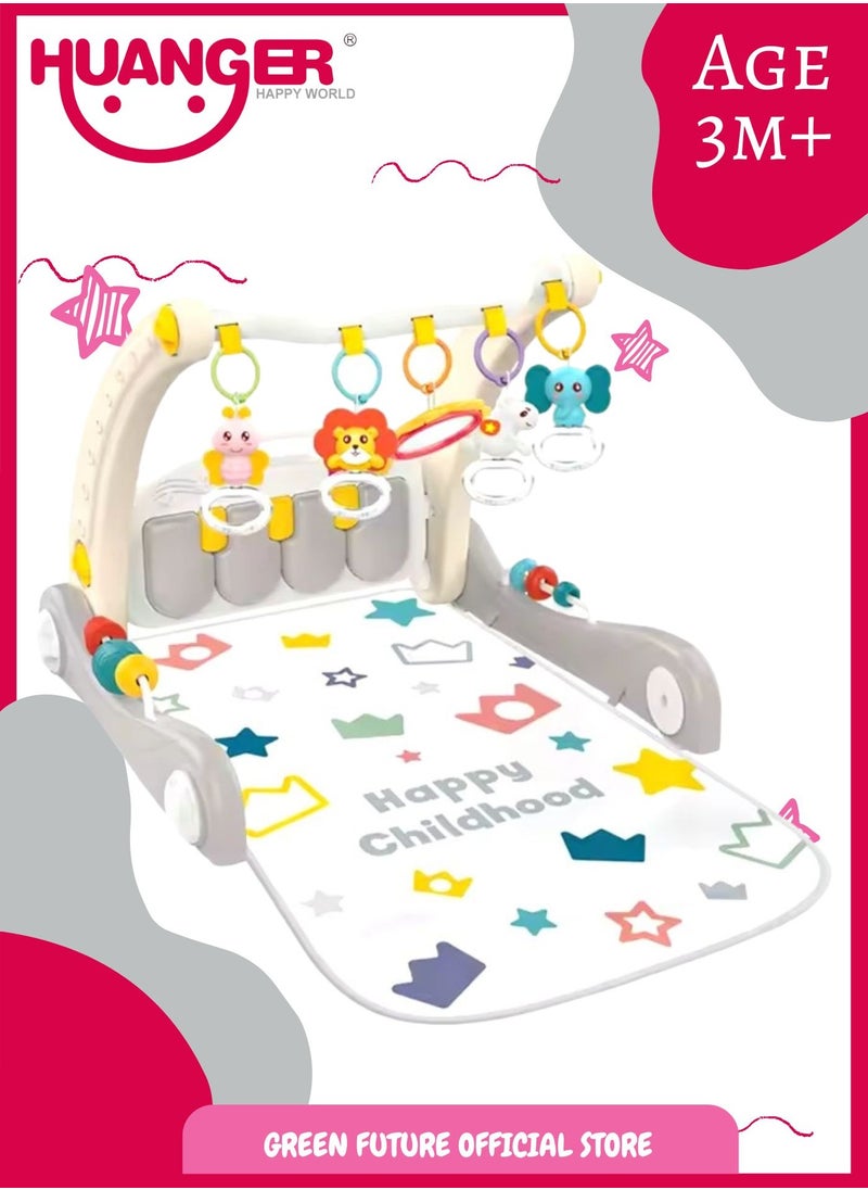 Interactive Baby Play Gym with Hanging Toys, Soft Musical Mat for Early Learning, Sensory Development, Motor Skills, and Fun Activity for Newborns and Toddlers Safe & Durable Design