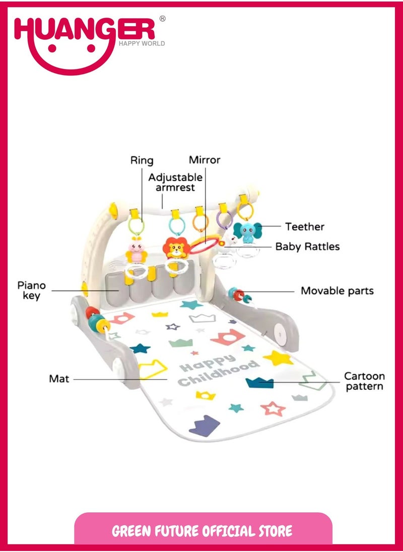 Interactive Baby Play Gym with Hanging Toys, Soft Musical Mat for Early Learning, Sensory Development, Motor Skills, and Fun Activity for Newborns and Toddlers Safe & Durable Design