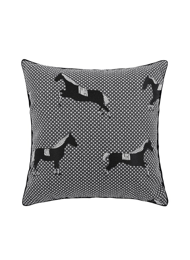 MAAC Home Set of 2 Cushion Cover  Cover for Backrest Cushion with Black and White Horse Print Premium Modern Minimalist Elegant design for Sofa Couch Bed Chair (Cushion Cover With Filler)