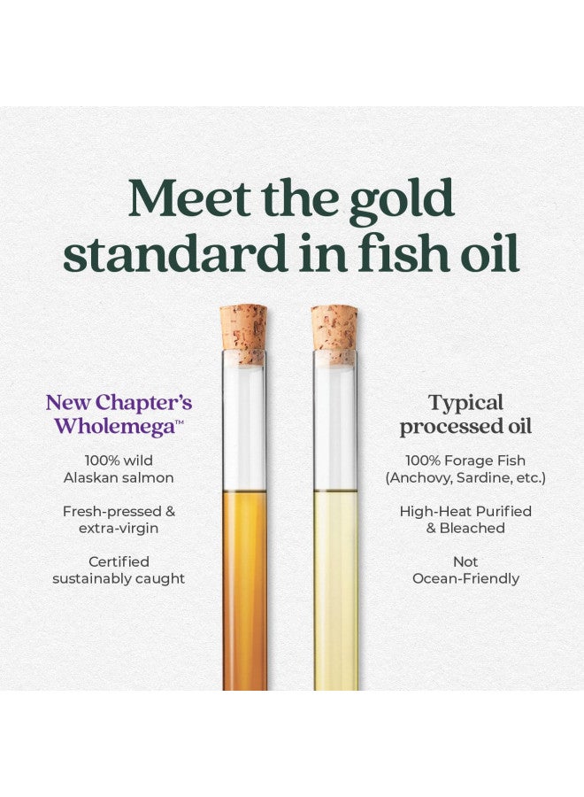 New Chapter Fish Oil Supplement - Wholemega Wild Alaskan Salmon Oil with Omega-3 + Vitamin D3 + Astaxanthin + Sustainably Caught - 60 Count