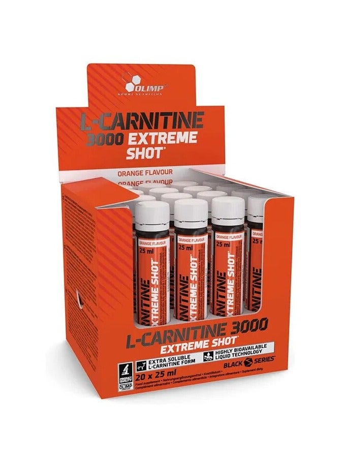 Olimp, L-Carnitine 3000, Extreme Shot, Orange, 20x25ml