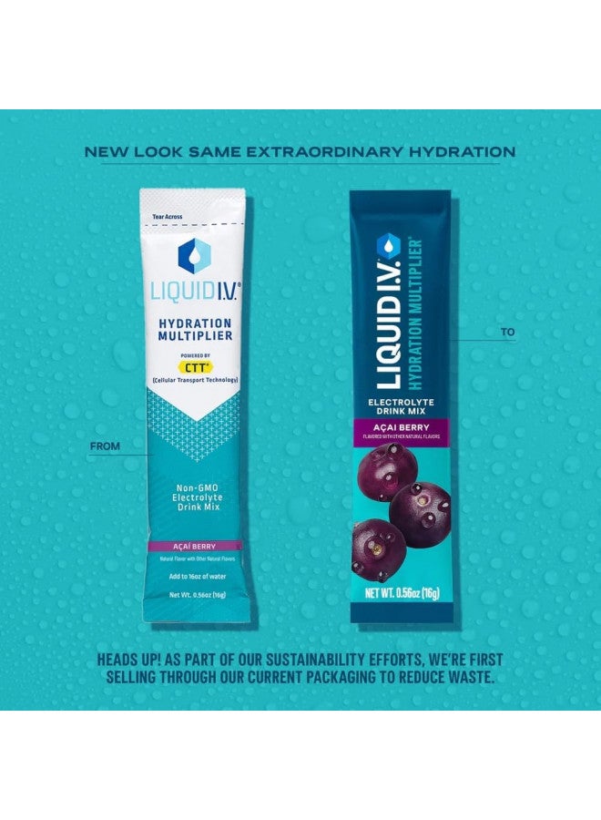 Liquid I.V. Hydration Multiplier - Acai Berry - Hydration Powder Packets | Electrolyte Drink Mix | Easy Open Single-Serving Stick | Non-GMO | 48 Sticks