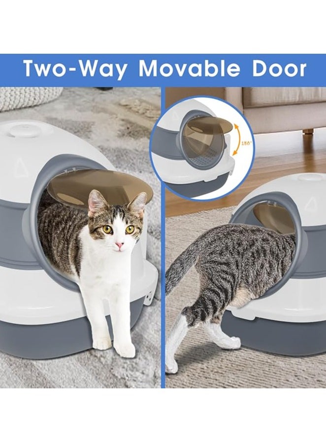 Cat Litter Box with Round Edges,Semi-Enclosed Open Top Cat Litter Box With Cat Litter Scoop,Cat Sandbox,Kitty Litter Box with Litter Scoop, Easy to Assemble