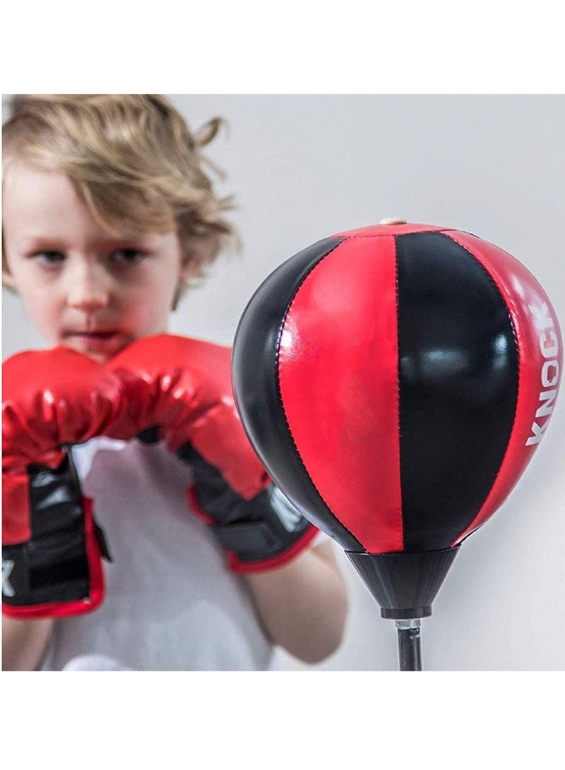 FFA SPORTS Punching Bag For Kids Boxing Set Includes Kids Boxing Gloves And punching bag, Standing Base With Adjustable Stand + Hand Pump Adjustable Boxing Speed Bags for 3-14 Yeas Old