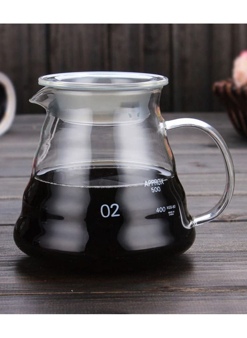 Borosilicate Heat Resistant Glass Coffee Server Pot For Pour Over Coffee Maker, Hand Drip Coffee Jug Decanter, Clear, 600ML