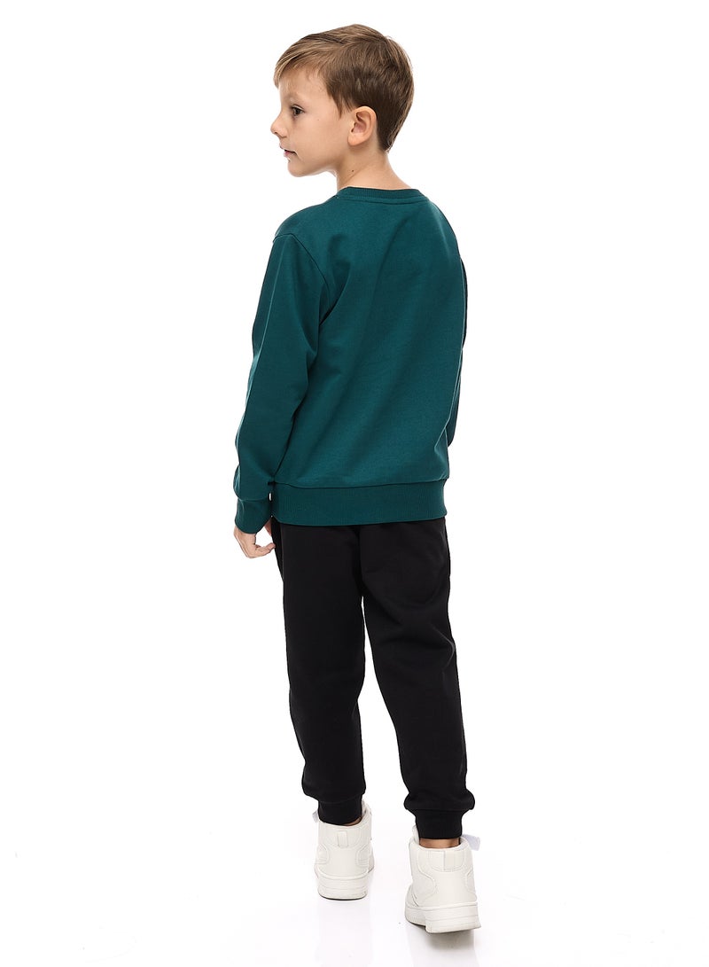 Boys' 2-Piece Sweatshirt and Jogger Set - Dk Green -Black