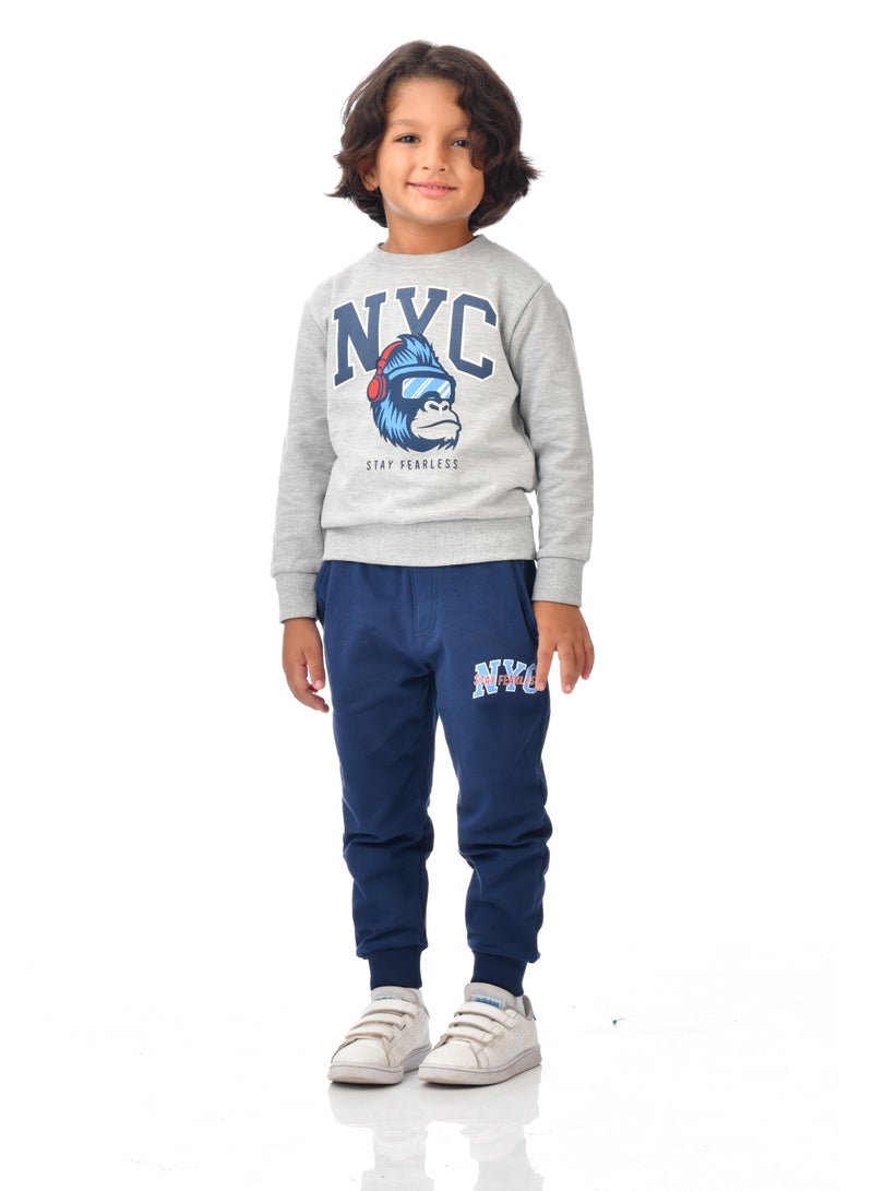 Boys' 2-Piece Sweatshirt and Jogger Set -Navy