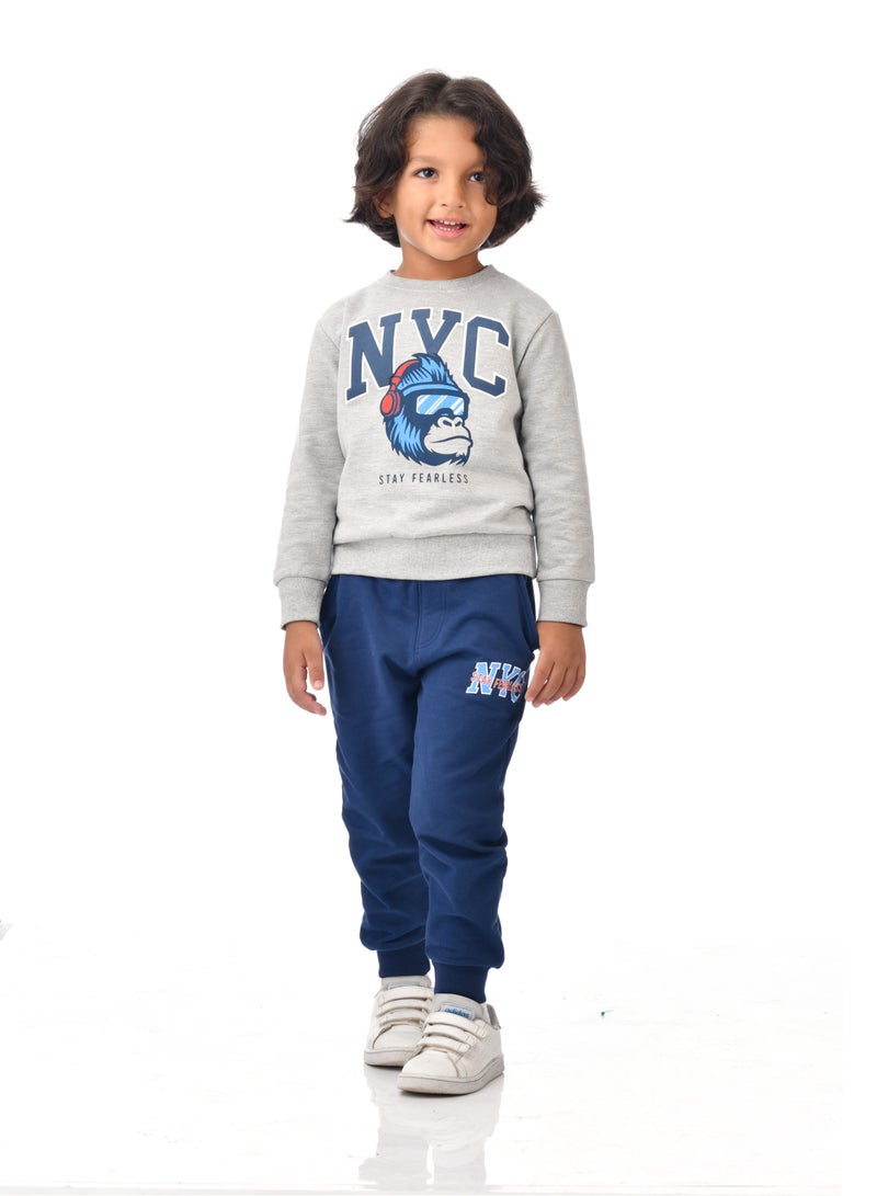 Boys' 2-Piece Sweatshirt and Jogger Set -Navy