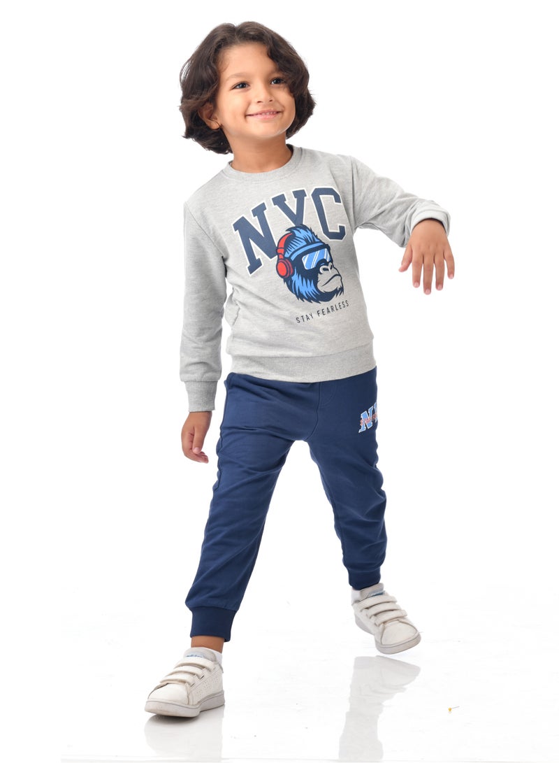 Boys' 2-Piece Sweatshirt and Jogger Set -Navy