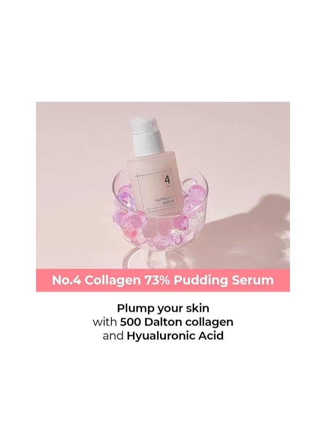 numbuzin No.4 Collagen 73% Pudding Serum | Wrinkle Care, Aging Dull Skin, Brightening, Elastin, Hyaluronic Acid, Niacinamide | Korean Skin Care for Face, 50ml