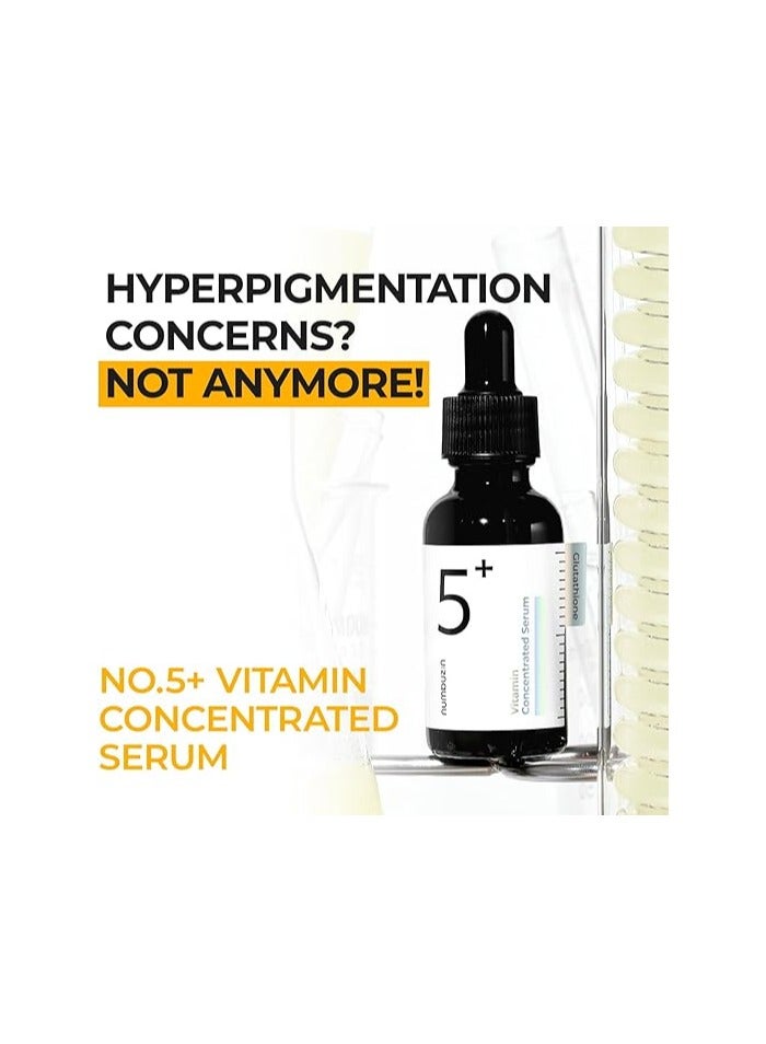 numbuzin No.5 Vitamin Concentrated Serum | Glutathione & Vitamin Serum, Dark Spot, Korean Skincare 1.01fl.oz/30ml