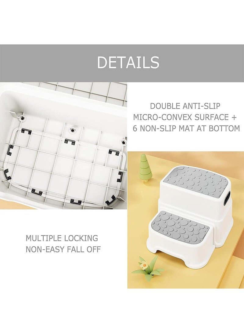 Toddler Step Stool for Bathroom Sink 2 Step Stool for Kids Toilet Potty Training Non-Slip Kid Plastic Stools with Handle