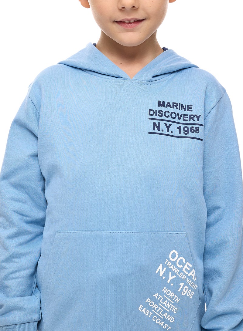 Boys' 2-Piece Hoodie and  Jogger Set  (2 -8 yrs) Lt Blue-Navy