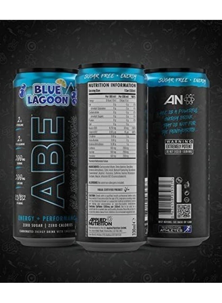 Applied Nutrition, ABE Pre Workout, Energy Drink, Blue Lagoon, 12x330ml