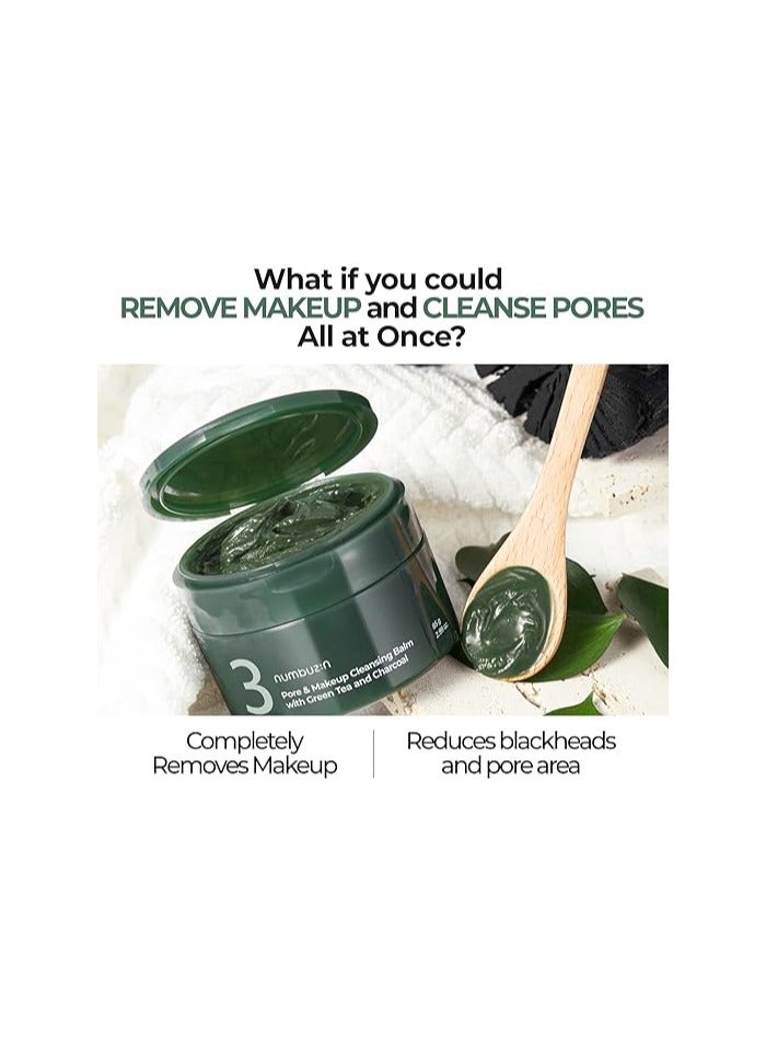 numbuzin No.3 Pore & Makeup Cleansing Balm with Green Tea and Charcoal, 2.99 Ounce