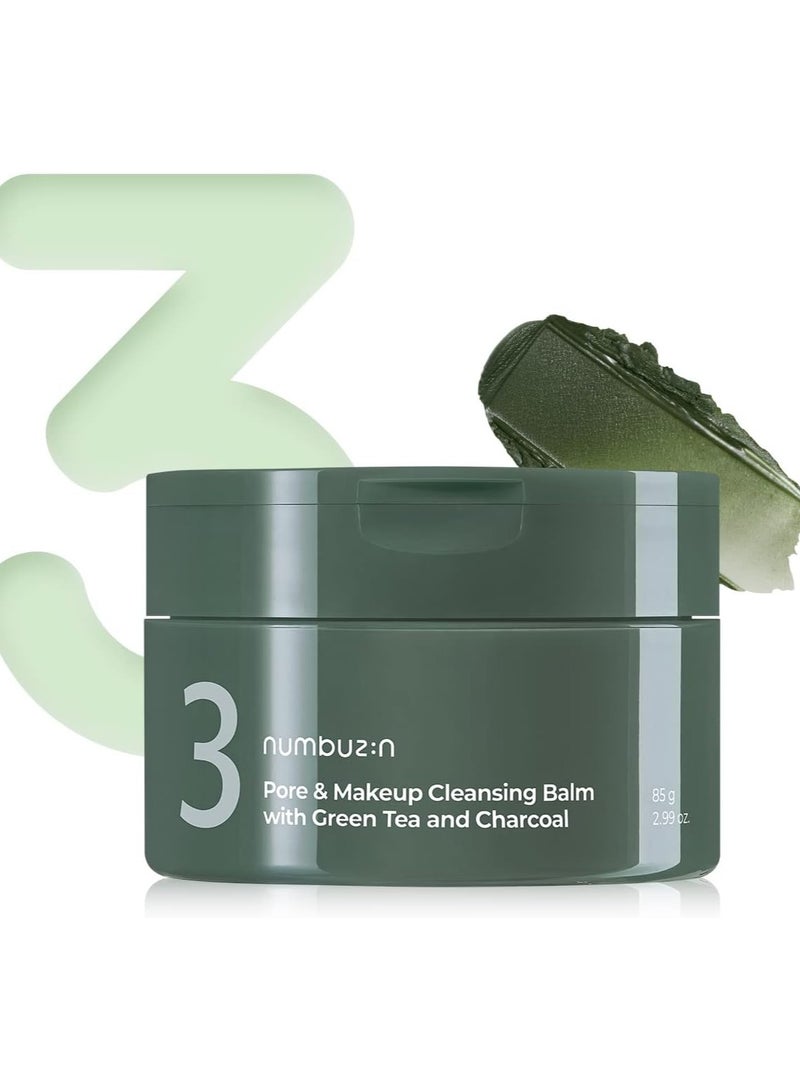 numbuzin No.3 Pore & Makeup Cleansing Balm with Green Tea and Charcoal, 2.99 Ounce