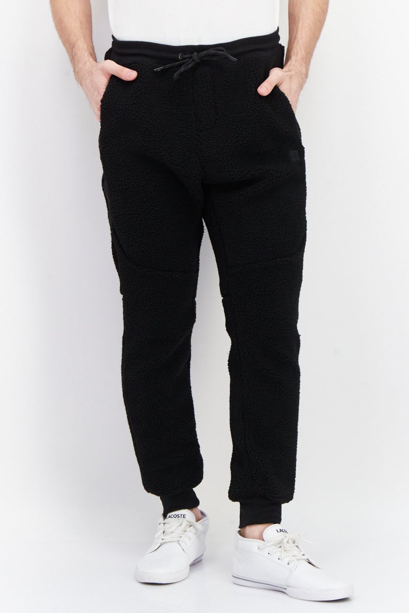 Men Regular Fit Textured Jogger Pant, Black