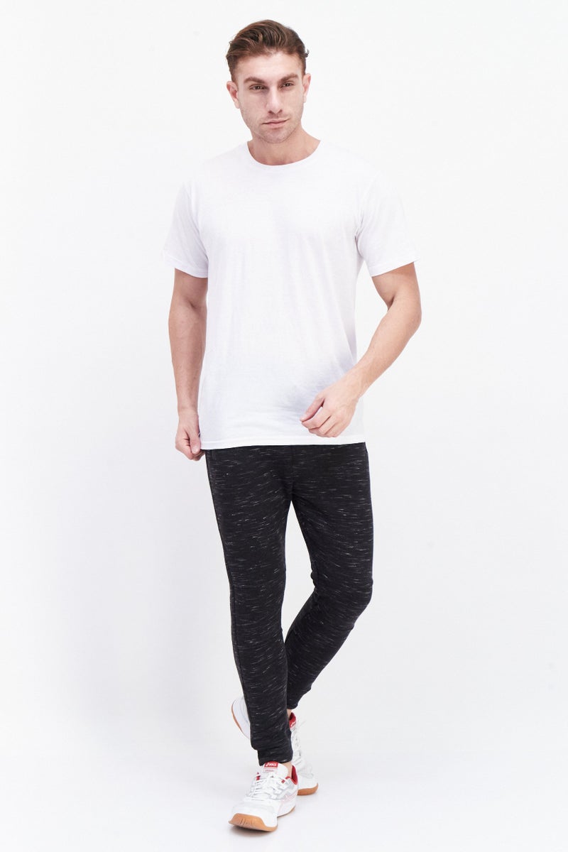 Men Regular Fit Solid Jogger Pants, Heather Black