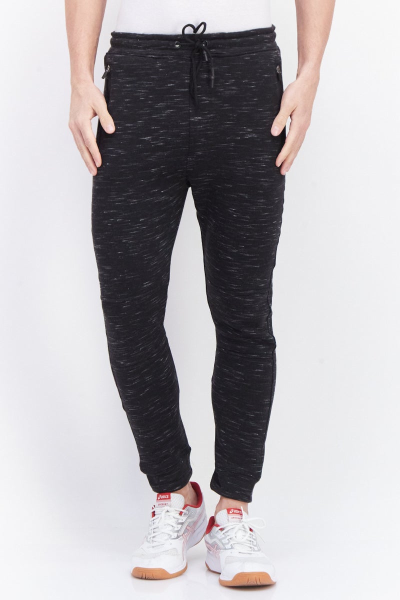 Men Regular Fit Solid Jogger Pants, Heather Black