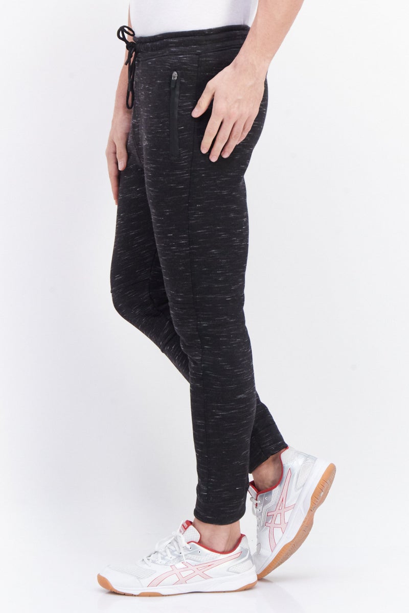 Men Regular Fit Solid Jogger Pants, Heather Black