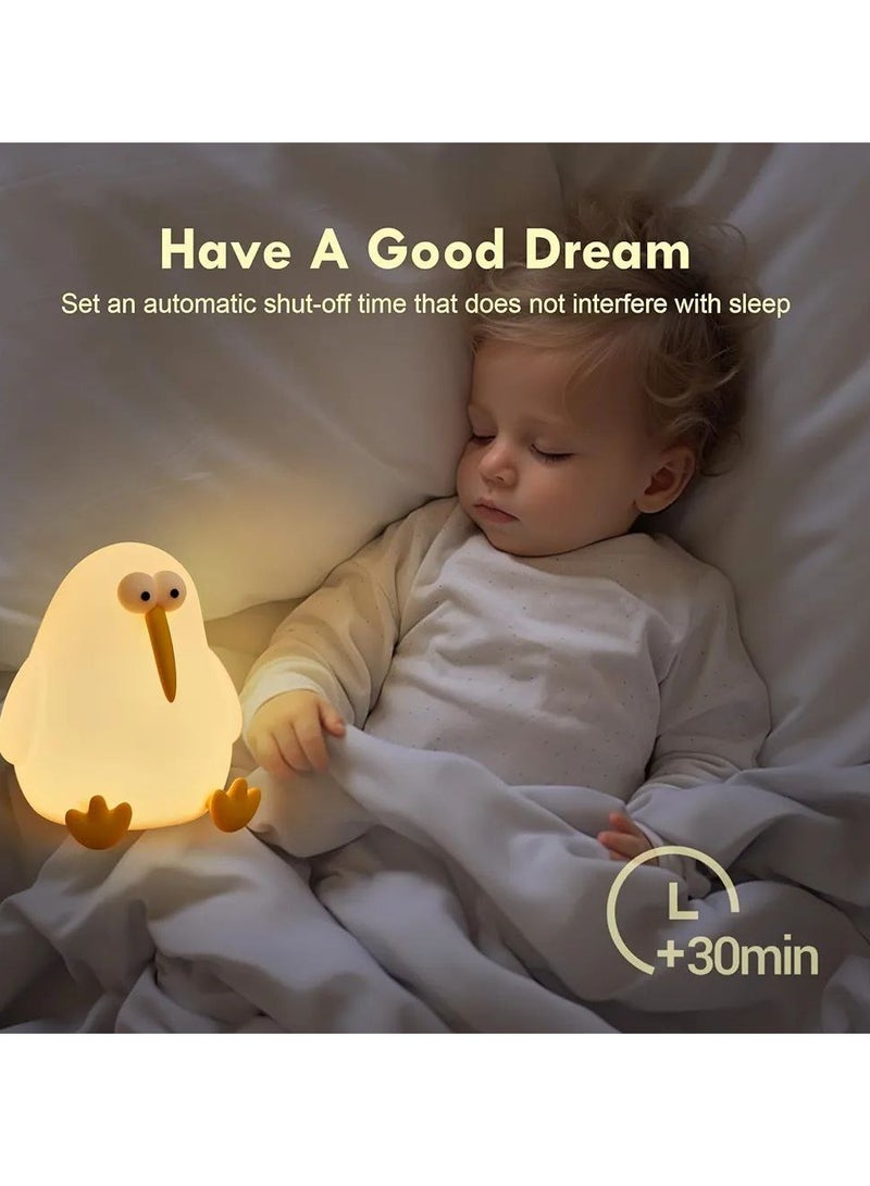 Bird Night Lights, LED Baby Silicone Bird Lamp, Rechargeable Children's Night Light Bird Bedside Lamp Portable Night Light with Timer Function Bedroom Decor (Bird Night Lights)