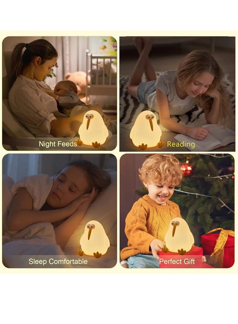 Bird Night Lights, LED Baby Silicone Bird Lamp, Rechargeable Children's Night Light Bird Bedside Lamp Portable Night Light with Timer Function Bedroom Decor (Bird Night Lights)