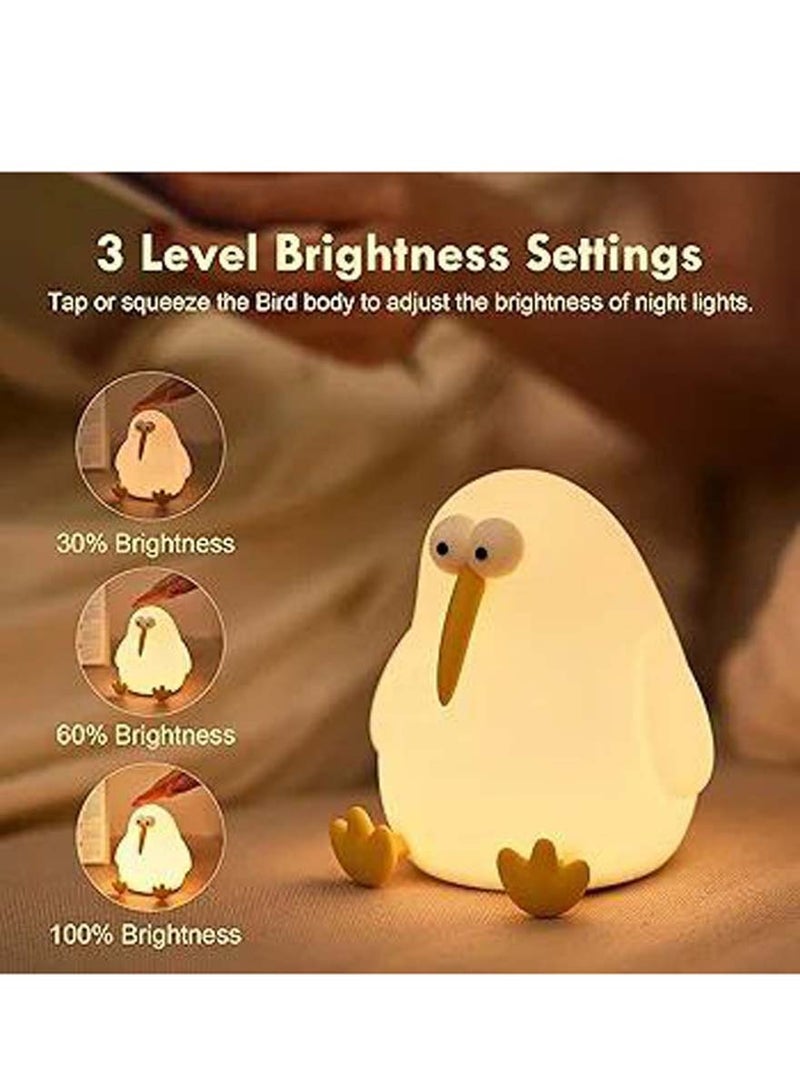 Bird Night Lights, LED Baby Silicone Bird Lamp, Rechargeable Children's Night Light Bird Bedside Lamp Portable Night Light with Timer Function Bedroom Decor (Bird Night Lights)