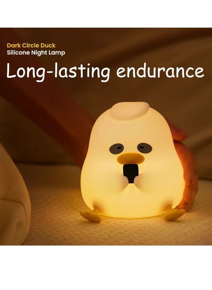 A017 Dark Circle Duck Silicone Ghost Night Lights for Kids - Cute Rechargeable Baby Lamp with Timer, Adjustable Brightness, Great for Holiday Season, Gift for Home Decor