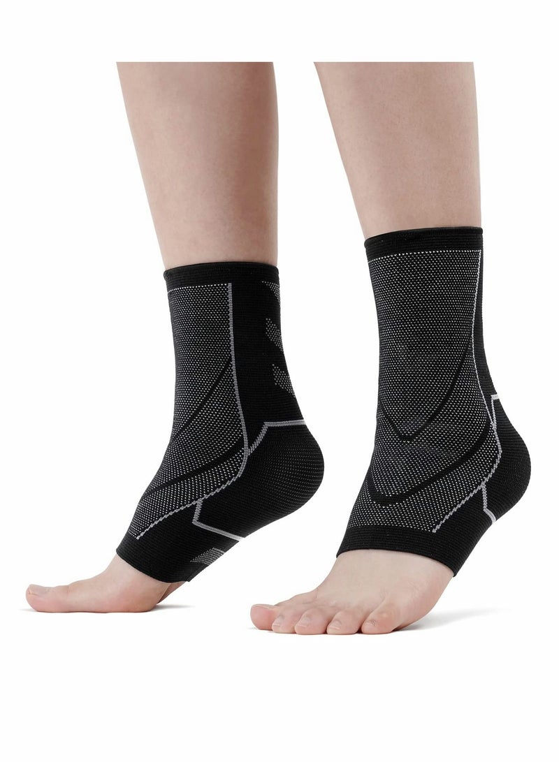 2 Pack Ankle Brace Anti-Slip Breathable Compression Support Sleeve(L)