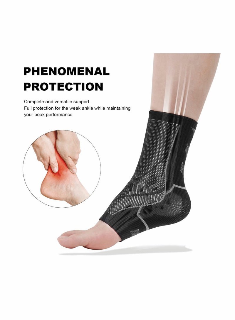 2 Pack Ankle Brace Anti-Slip Breathable Compression Support Sleeve(L)