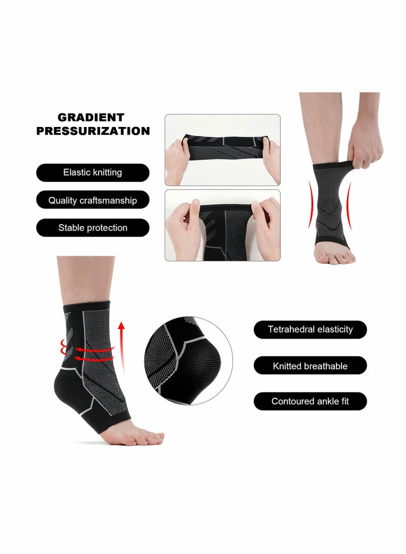 2 Pack Ankle Brace Anti-Slip Breathable Compression Support Sleeve(L)