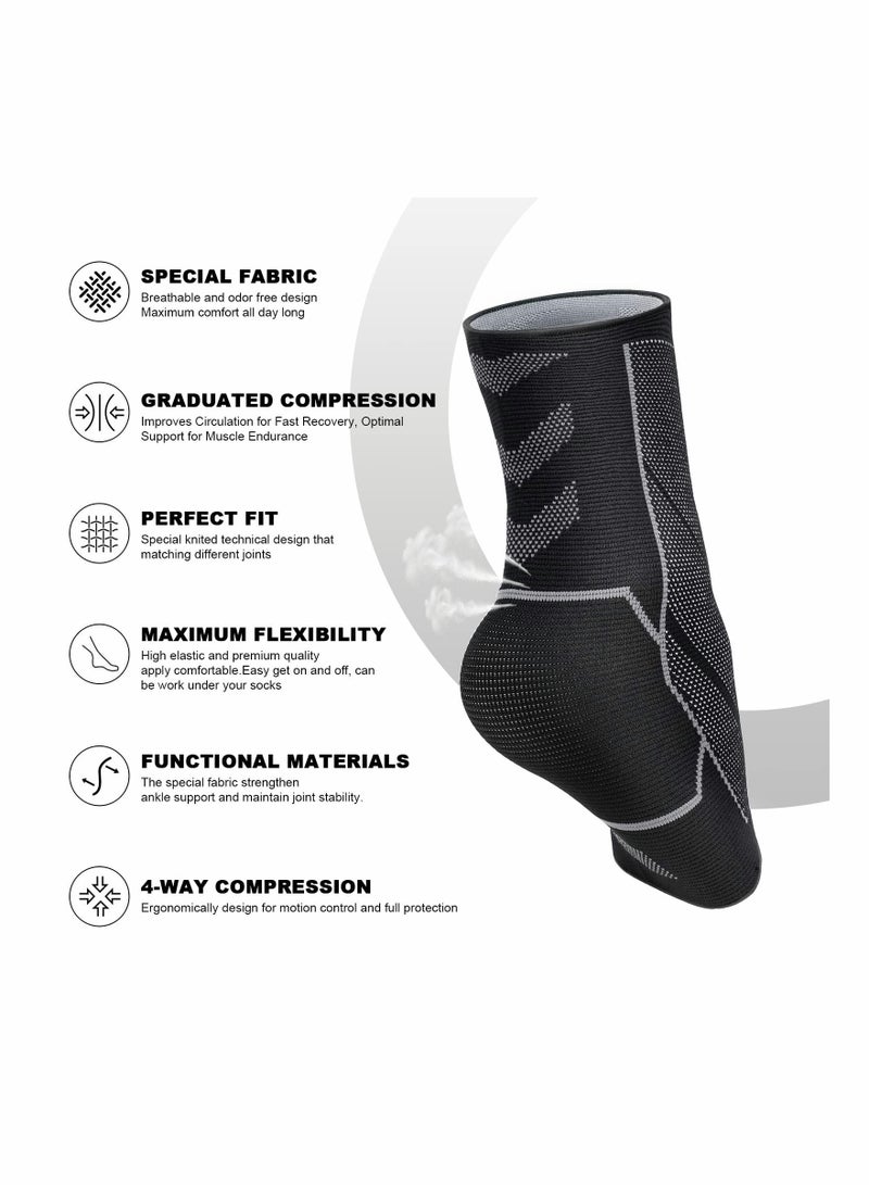 2 Pack Ankle Brace Anti-Slip Breathable Compression Support Sleeve(L)