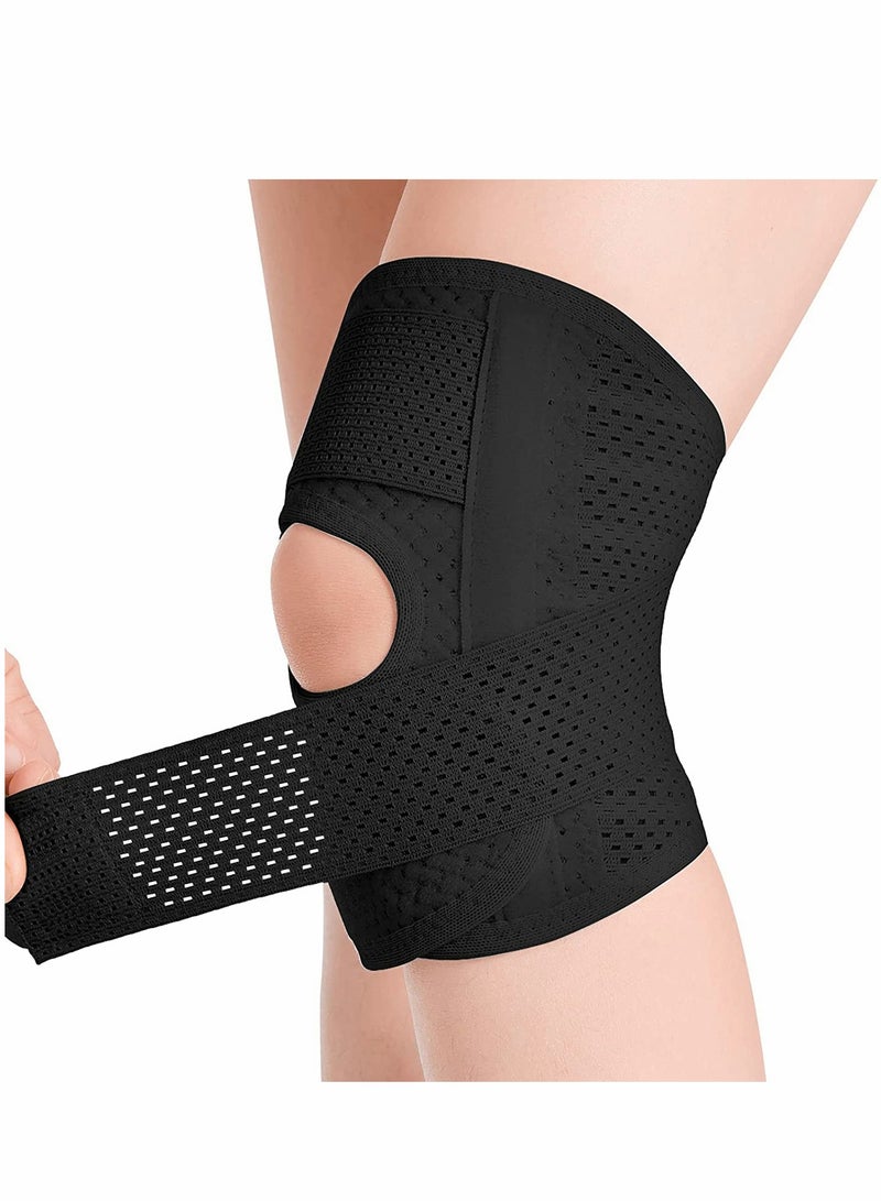 Knee Brace with Side Stabilizers Relieve Meniscal Tear Knee Pain ACL MCL Arthritis,Joint Pain Relief, Breathable Adjustable Knee Support Suitable for Men and Women with Sports Injuries (Left - L)