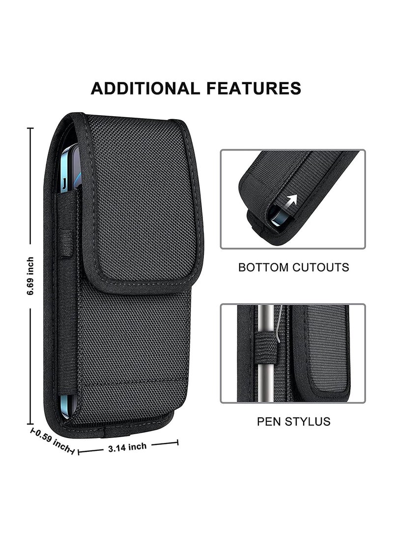 Cell Phone Pouch, Nylon Holster Case, for Samsung Galaxy S20 S21 Plus Note 20 Ultra A21 A11 A12 A71 A72 A52 A32 S10 Lite Note 9 8 LG Stylo 6/K51, Moto/Google, X-Large