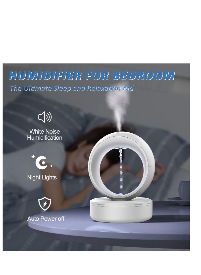 Rain Drop Humidifier Rain Cloud Humidifier Water Drip Cool Mist Air Humidifier Humidifiers for bedroom for Plants Baby Nursery Large Room Office 680ml Anti Gravity Water Drop Diffuser Quiet White