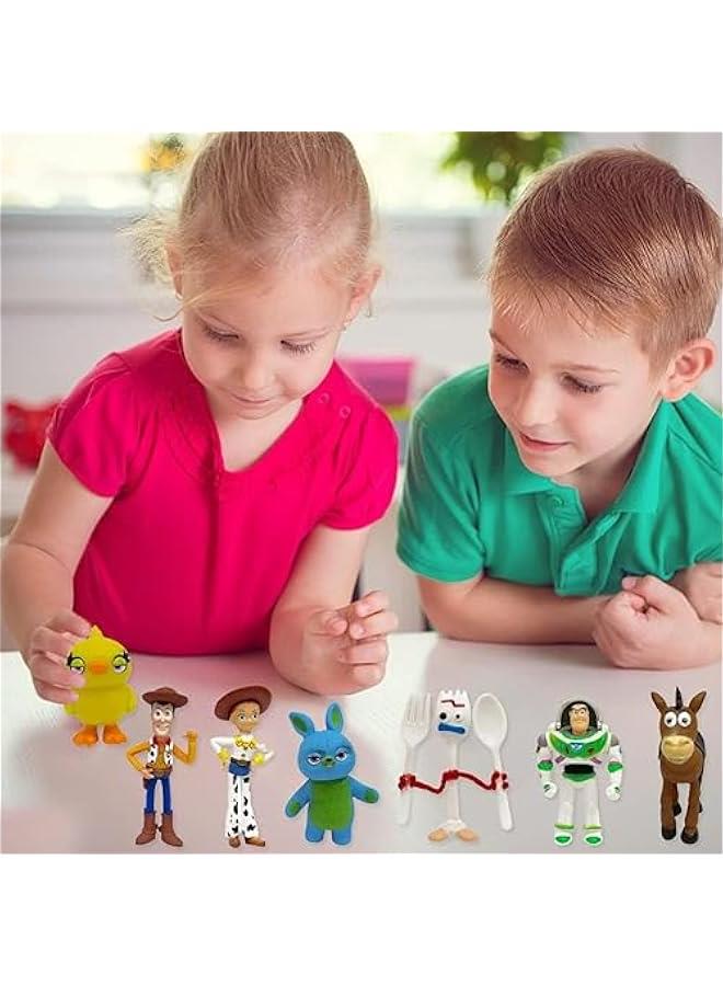 Toy Action Figures Story Toys Set, 1.5-2.3 inches Tall Action Figures with Woody, Buzz and Jessie ,Toy Anime Figurines Story Characters (7 Pack)