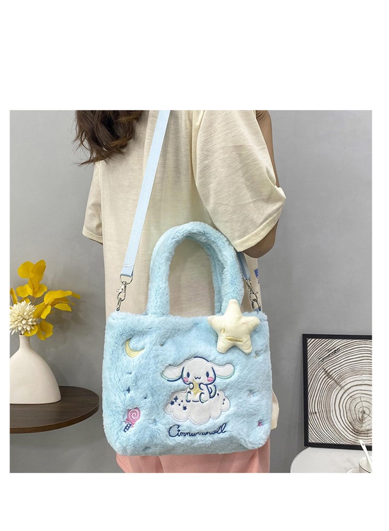 Adorable Cute White Dog Plush Crossbody Bag Fluffy Shoulder Bag for Women Girls Cartoon Design Wallet Pouch Accessories