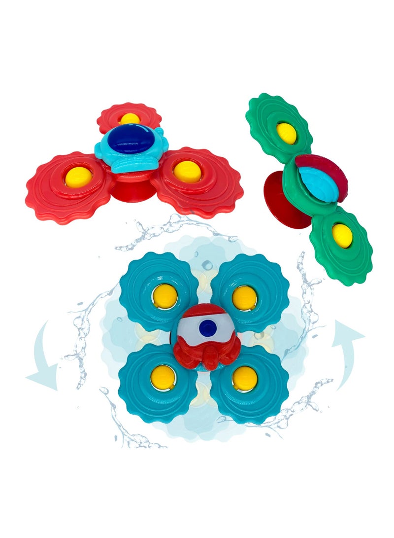 Toddler Spinner Toys, 3 Pack Learning Toys, Suction Cup Spinner Toy, Baby Water Toy Attractive Stress Relief Suction Cup Animal Interactive Baby Toys for Bath Tub