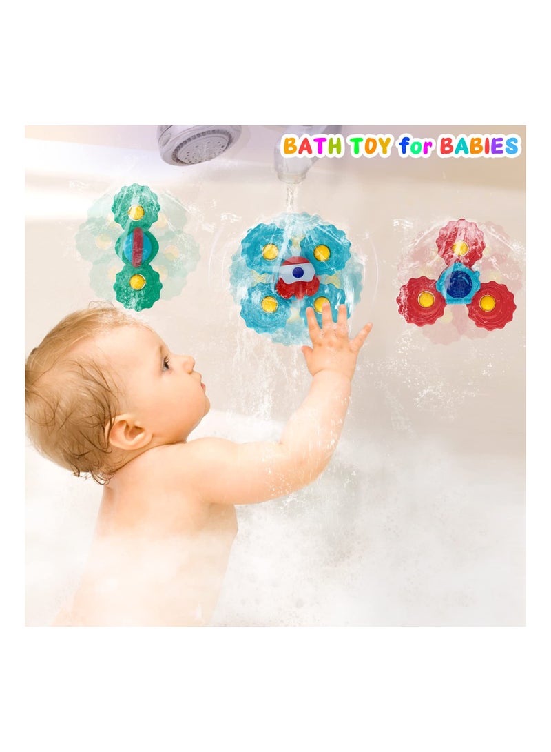 Toddler Spinner Toys, 3 Pack Learning Toys, Suction Cup Spinner Toy, Baby Water Toy Attractive Stress Relief Suction Cup Animal Interactive Baby Toys for Bath Tub