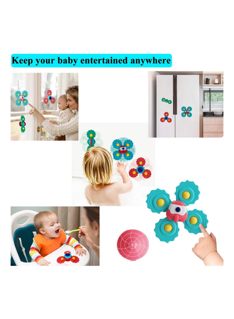 Toddler Spinner Toys, 3 Pack Learning Toys, Suction Cup Spinner Toy, Baby Water Toy Attractive Stress Relief Suction Cup Animal Interactive Baby Toys for Bath Tub