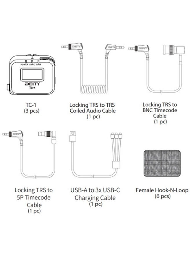 Deity Microphones TC-1 Wireless Timecode Generator Box 3-Pack Kit (Bluetooth, 2.4 GHz)